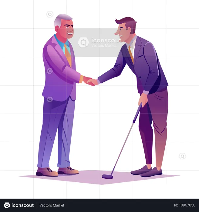 Dos hombres de negocios jugando al golf  Ilustración