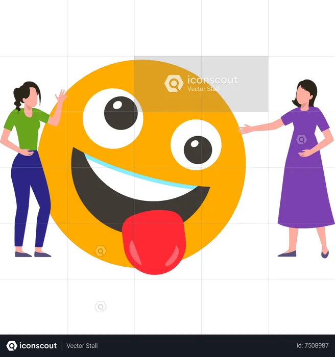 Dos chicas riendo Emoji Ilustración