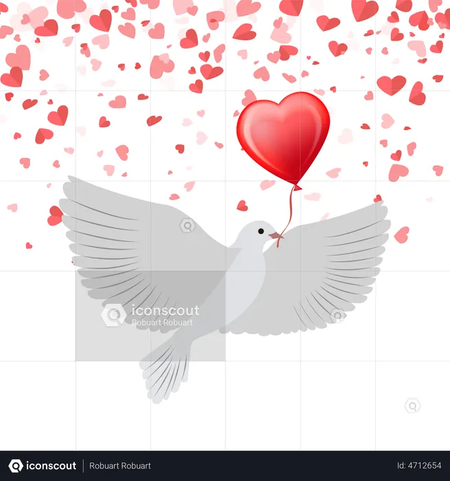 Dove With Balloon  Illustration