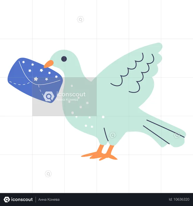 手紙を持った鳩  イラスト