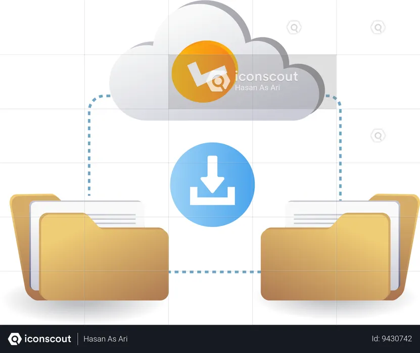 Download upload cloud server data transfer  Illustration