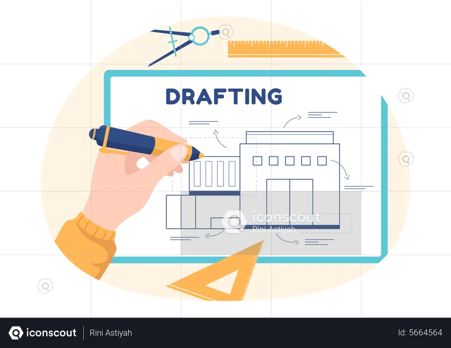 Drafting home architect plan  Illustration