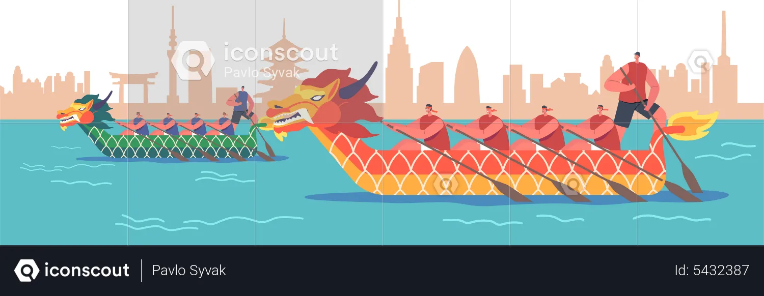 Dragon boat race competition  Illustration