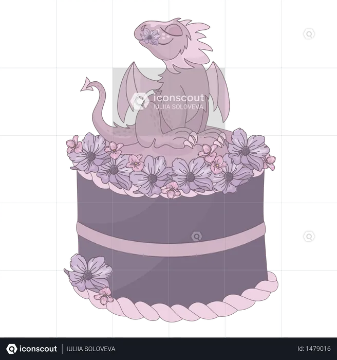 Dragon Cake Birthday Party  Illustration