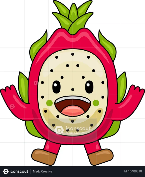 Dragon Fruit Mascot jumping  Illustration