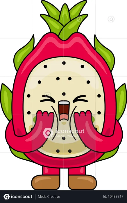 Dragon Fruit Mascot shouting  Illustration