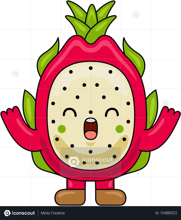 Dragon Fruit Mascot with open arms  Illustration