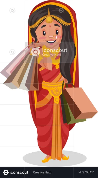 Draupadi sosteniendo bolsas de compras  Ilustración