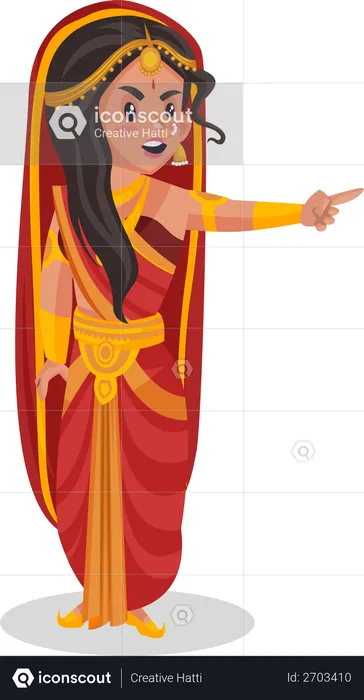 Draupadi zeigt mit dem Finger  Illustration