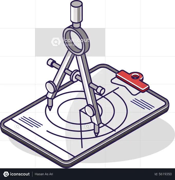 Drawing with compass  Illustration