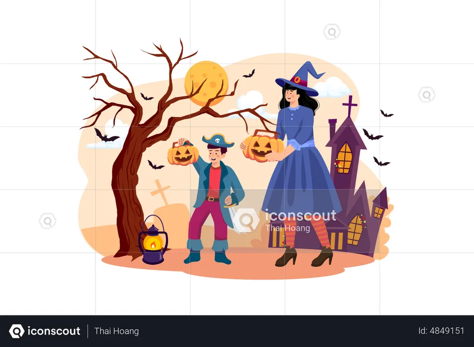 Dress Up And Decorate Your House With Pumpkins  Illustration