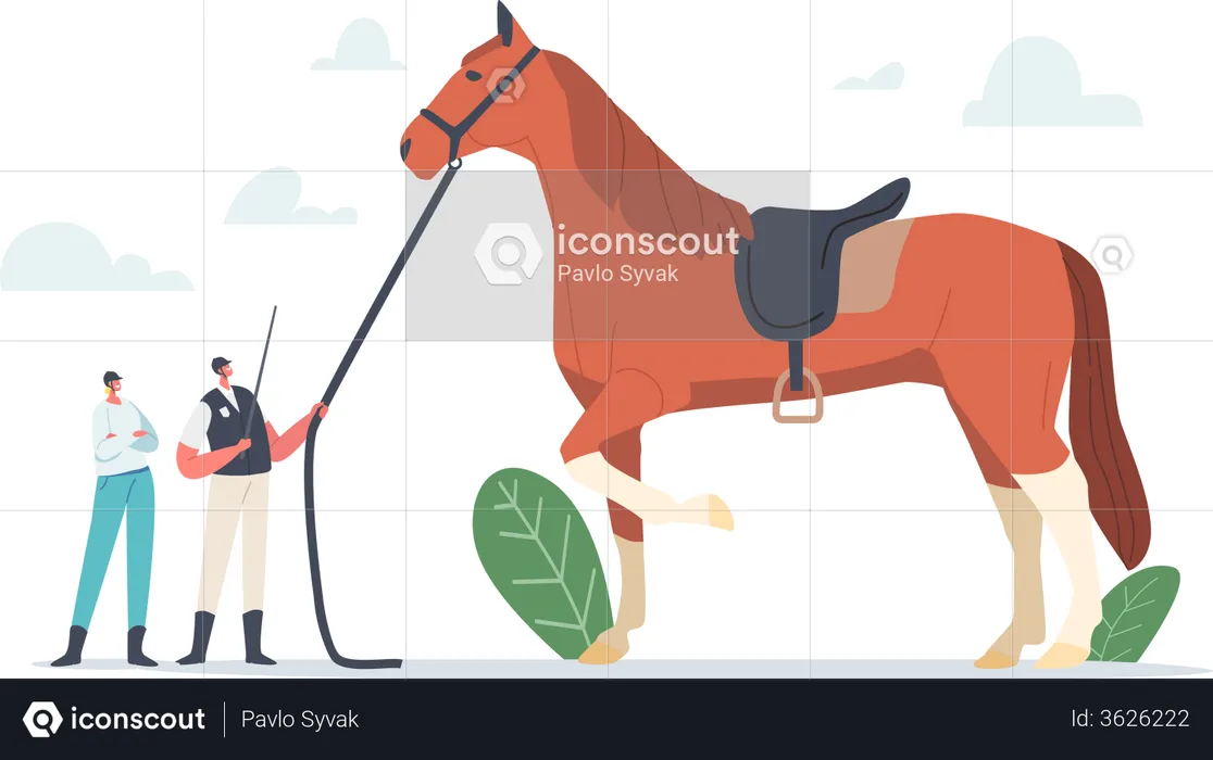 Entraînement des chevaux par un jockey  Illustration