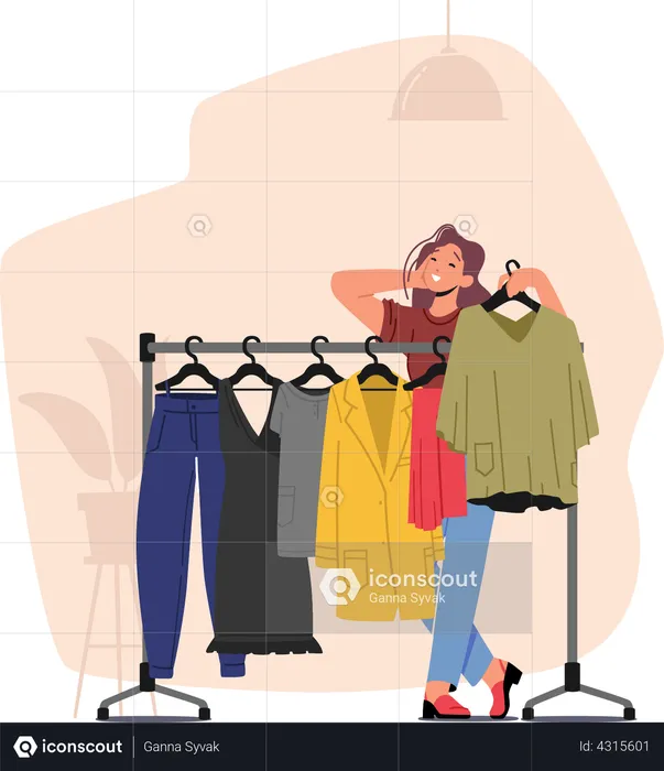 Dressmaker Female Collection on Hanger  Illustration