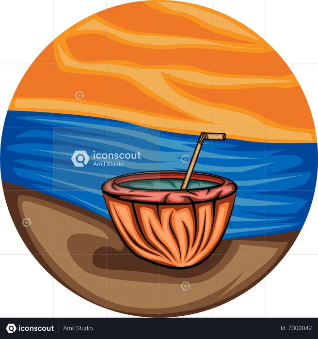 Drinking Coconut Water  Illustration