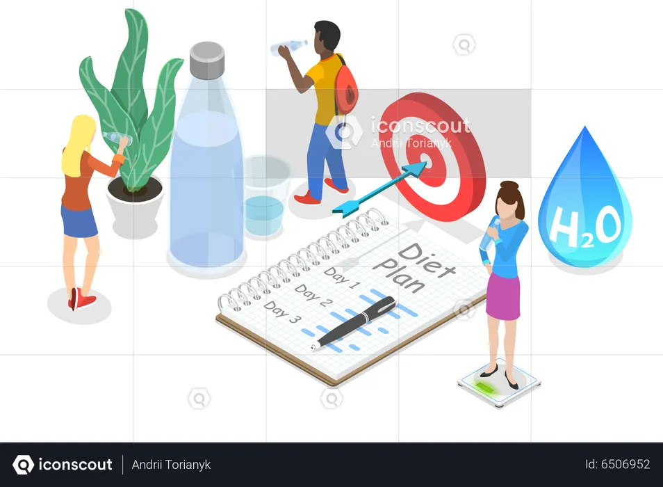 Drinking Water on Diet Plan  Illustration
