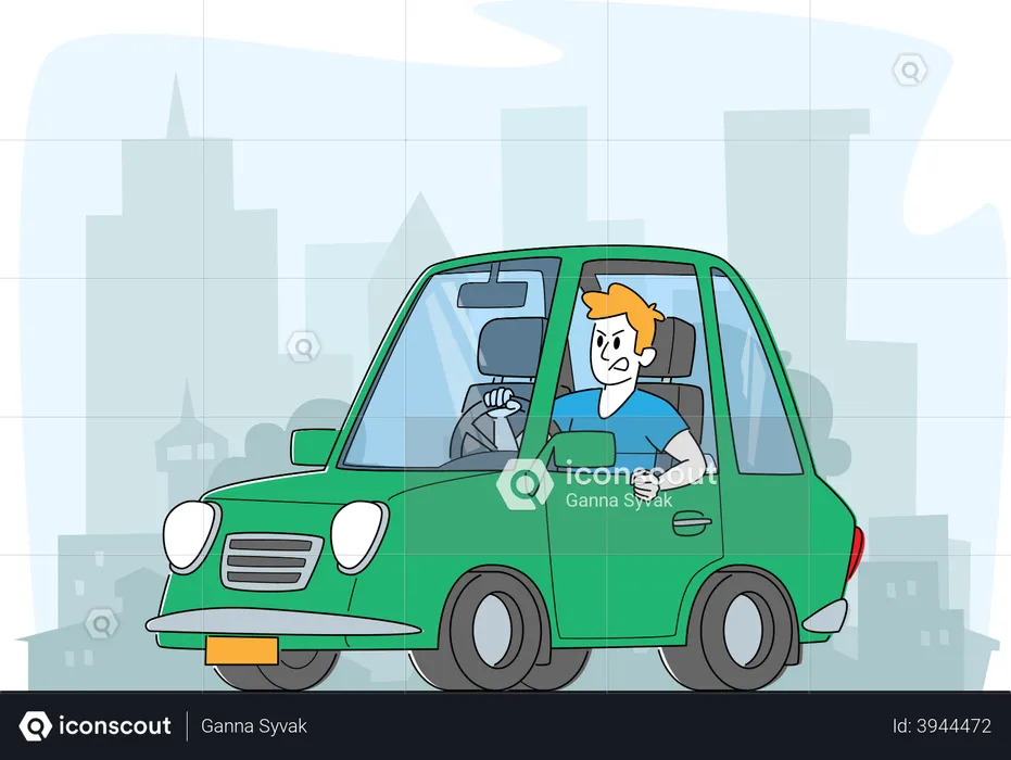 Driver Expressing Aggression  Illustration