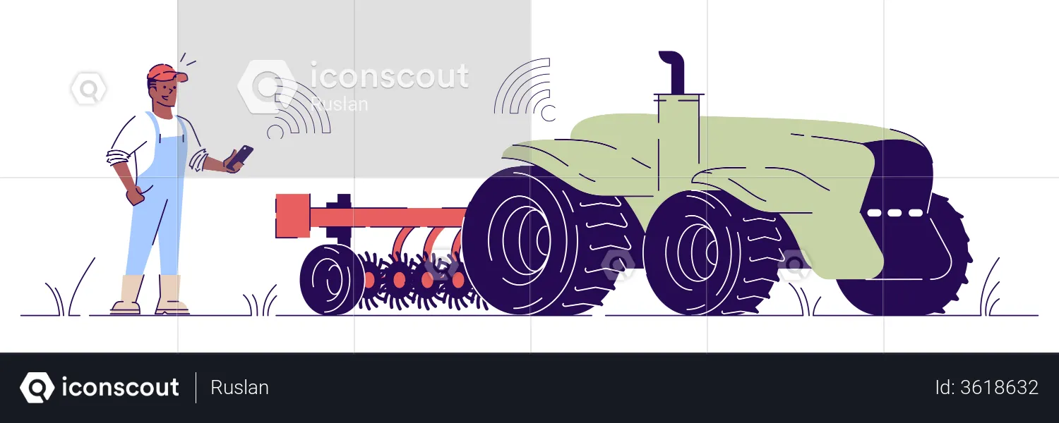 Driverless tractor  Illustration