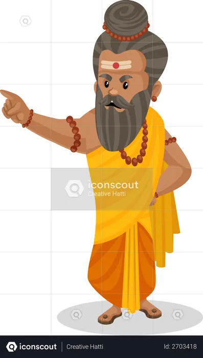 Dronacharya pointing finger at someone  Illustration
