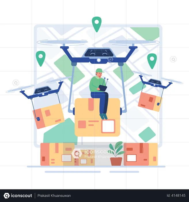 Drone parcel delivery  Illustration