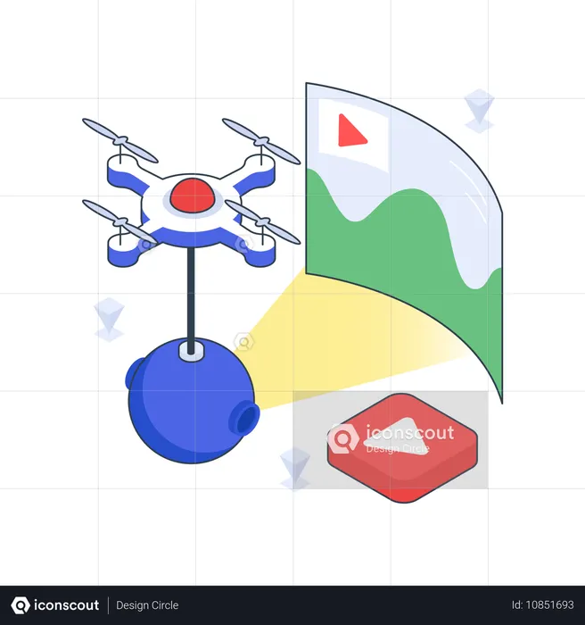 Vídeo de drone  Ilustração
