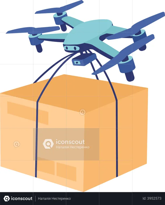 Drone with box delivery  Illustration
