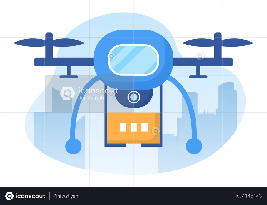 Drone with delivery box  Illustration