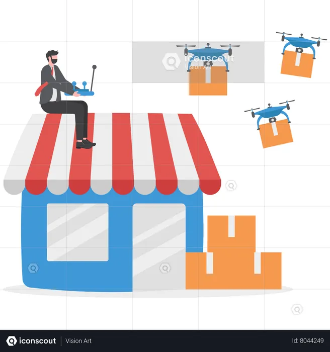 Drop shipping business method through Drone delivery  Illustration