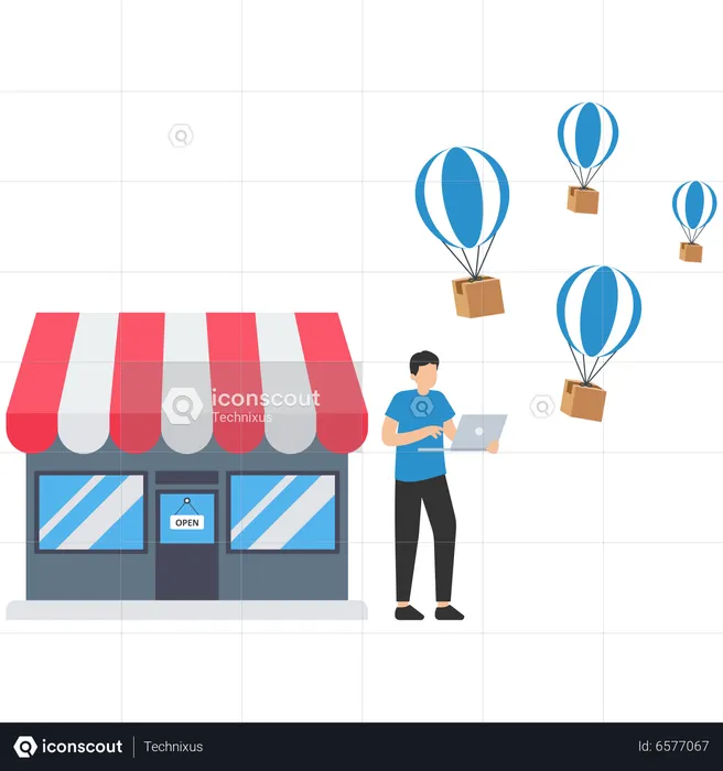 Drop shipping business model by open e-commerce website store  Illustration