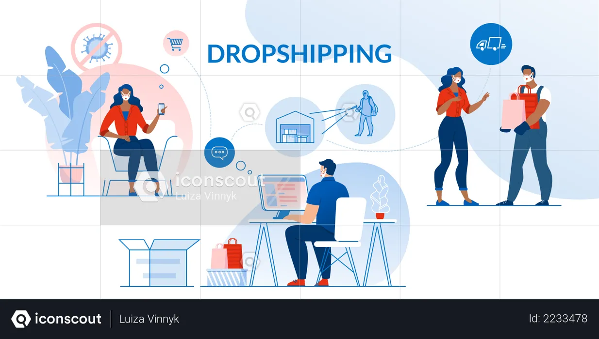 Dropshipping and Contactless Safety Delivery  Illustration