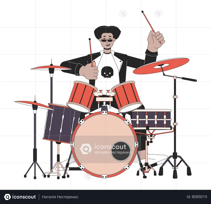 Drummer rock and roll  Illustration