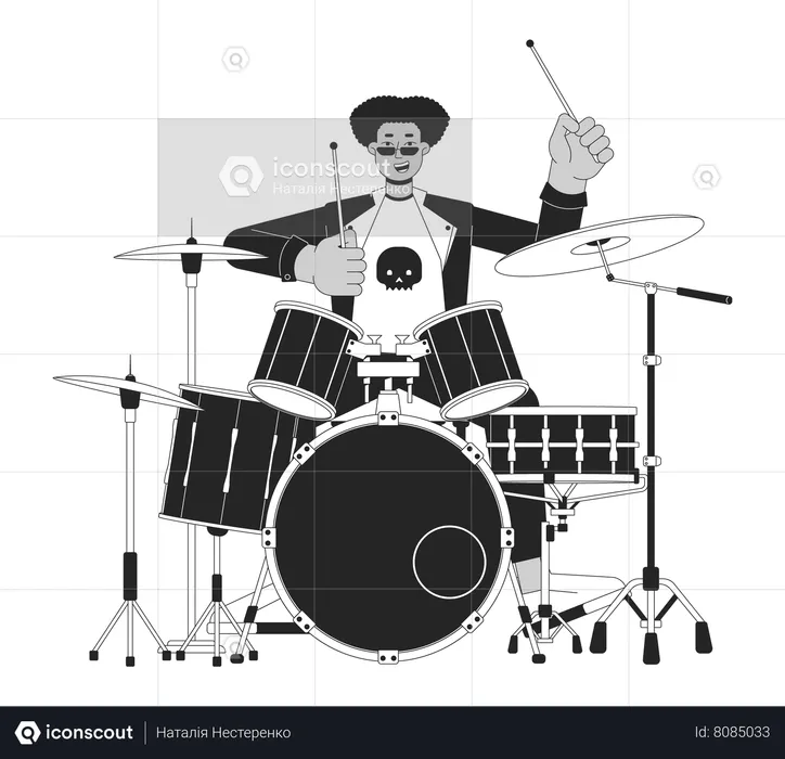 Drummer rock and roll  Illustration