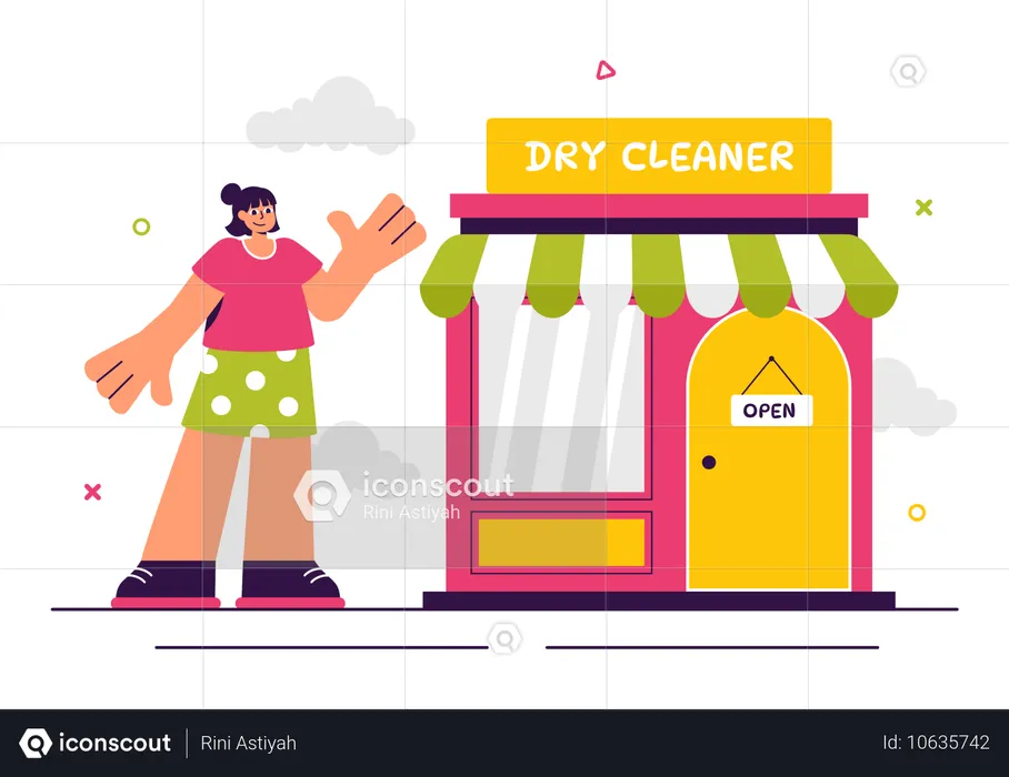 Dry Cleaner Store Service  Illustration