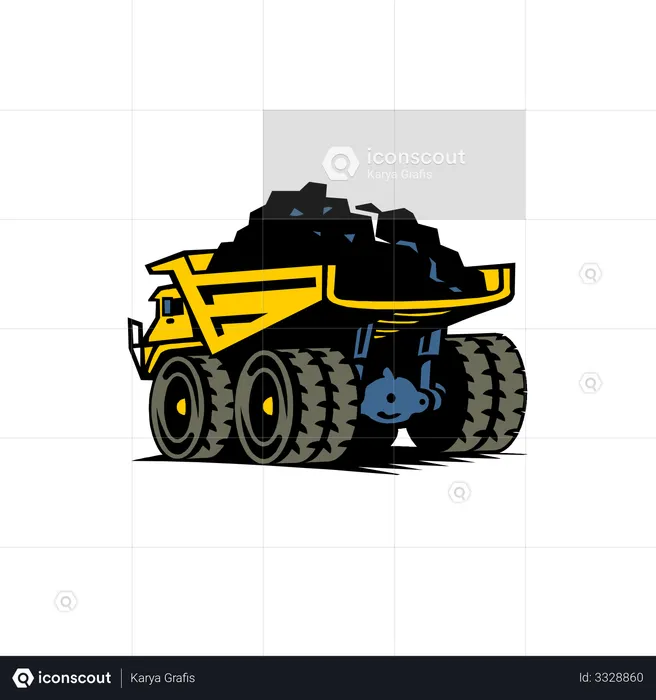 Dump truck with coal  Illustration