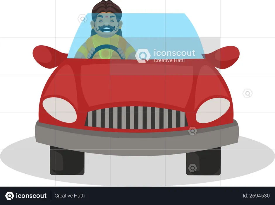 Duryodhana fährt Auto  Illustration