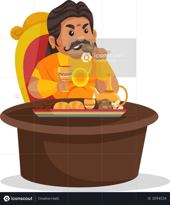 Duryodhana having lunch  Illustration