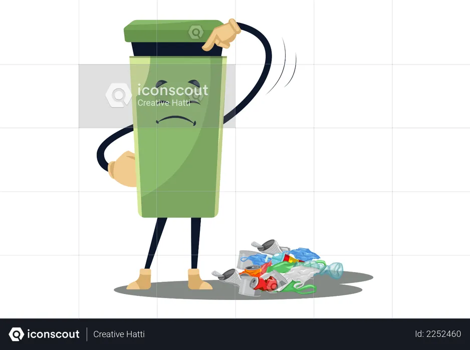 Dustbin is sad and saying put all dust in me  Illustration