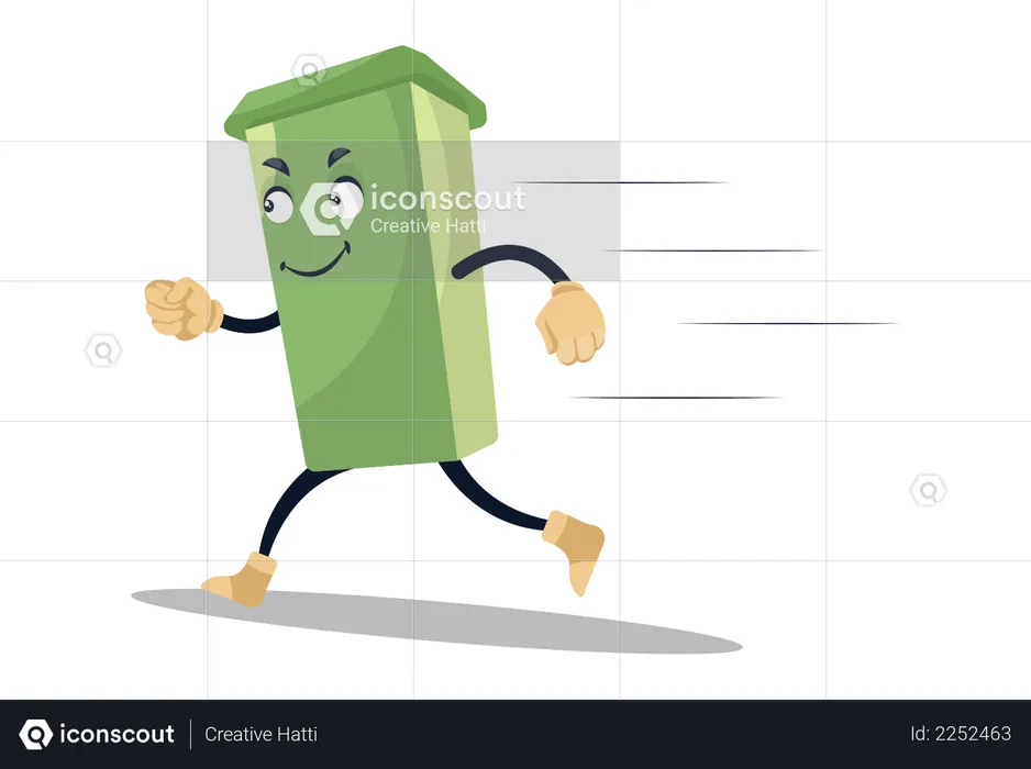 Dustbin running fast  Illustration