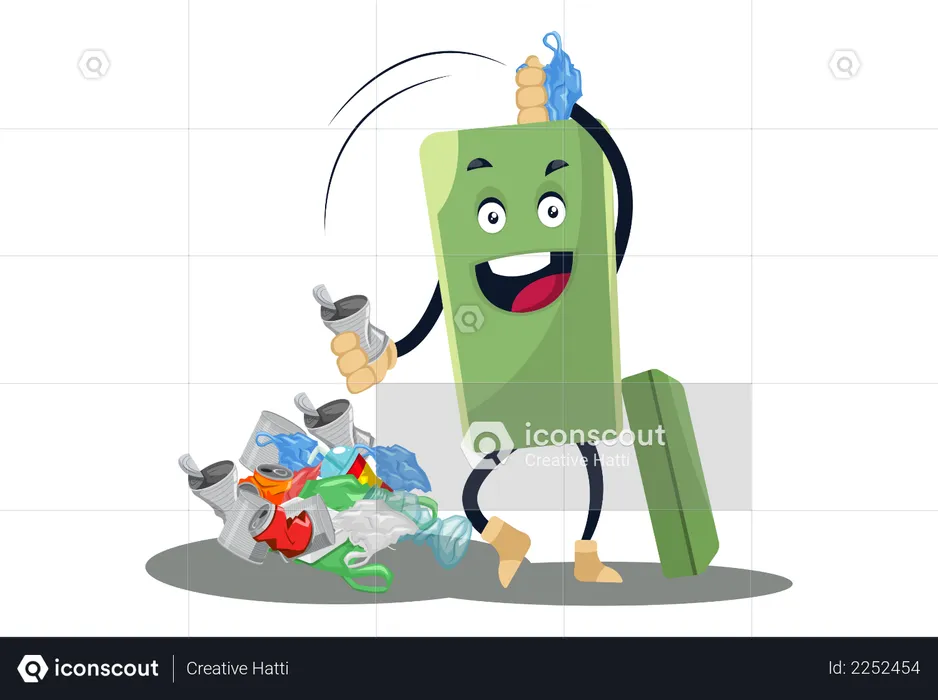 Dustbin with full of garbage  Illustration