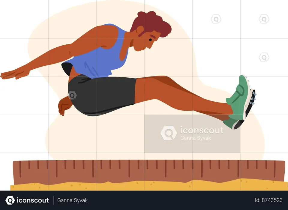 Dynamic Long Jump Athlete  Illustration