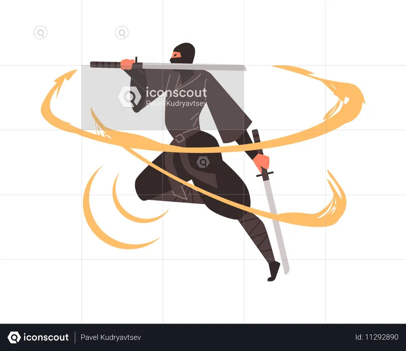 Dynamischer Ninja-Kampf  Illustration