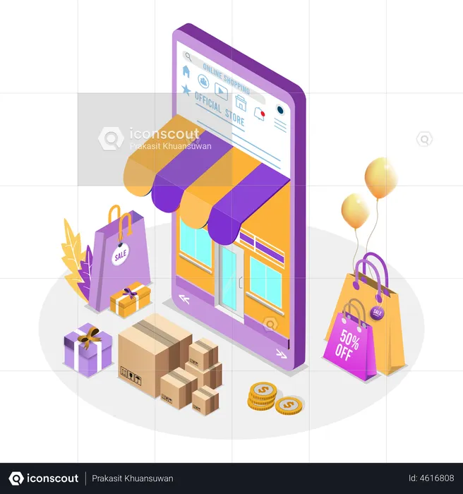 E-Commerce-Marktplatz-App  Illustration