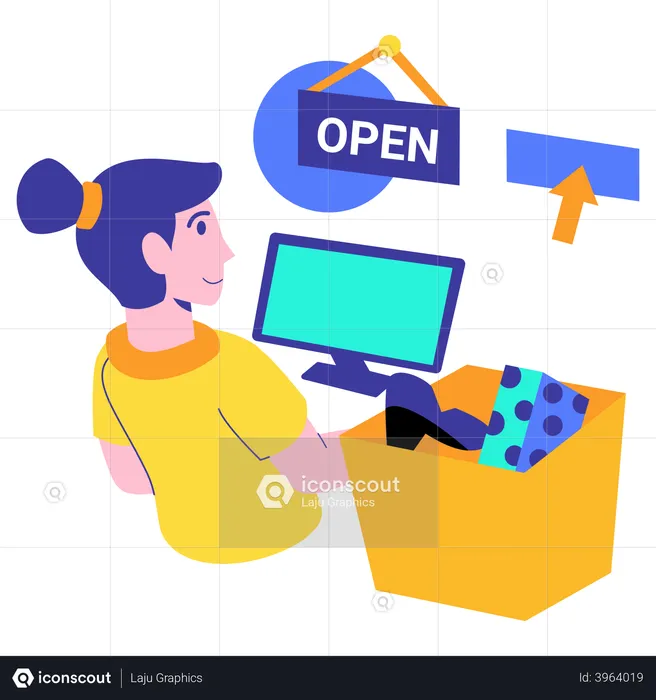 E-commerce seller open for orders  Illustration