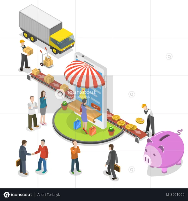 E-commerce shopping mobile application  Illustration