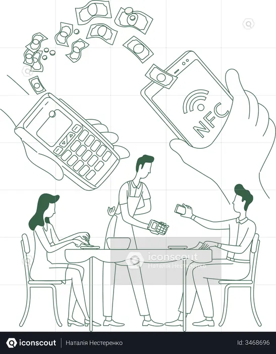 E-payment at restaurant  Illustration