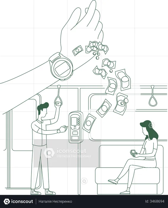 E-payment using smart watch  Illustration