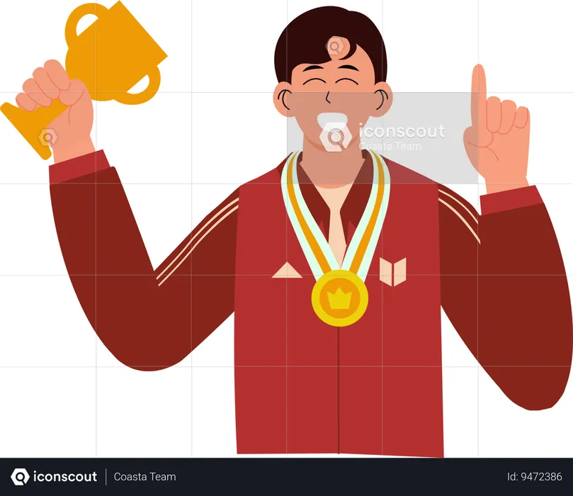 E sport player got Trophy  Illustration