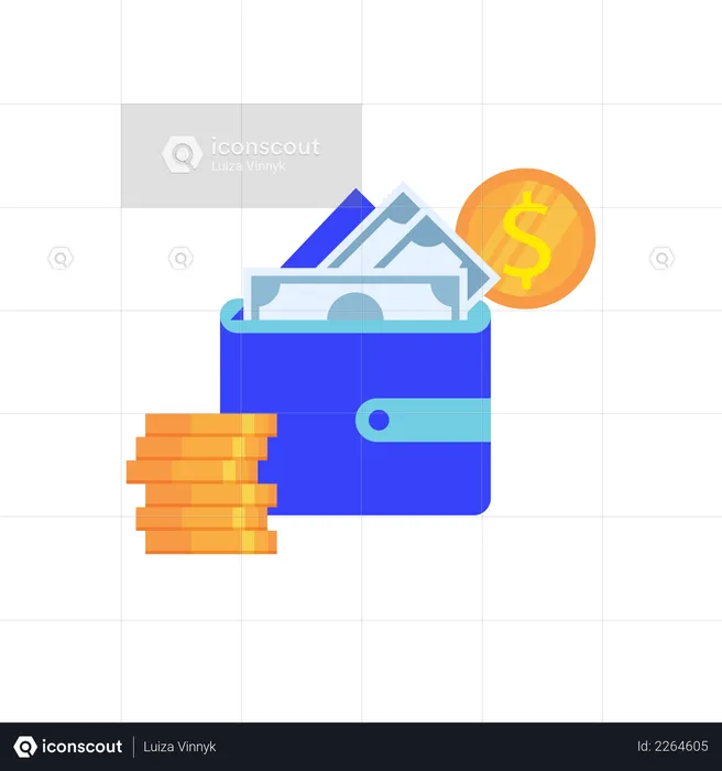 E-wallet concept with wallet and cash  Illustration
