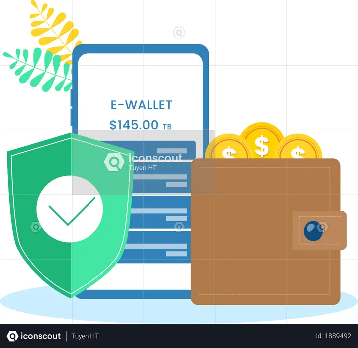 E-Wallet secured app  Illustration