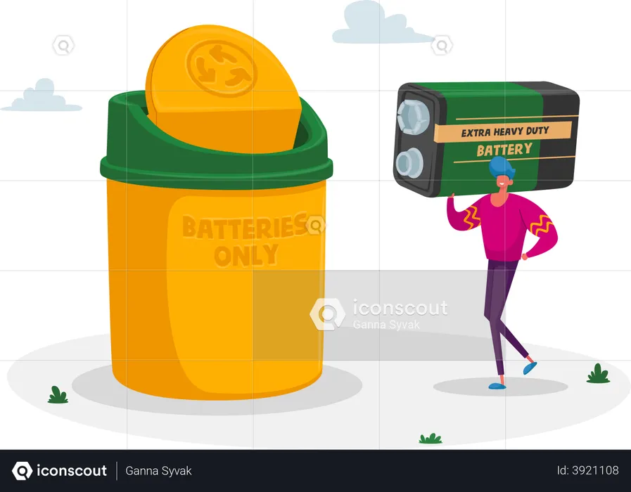 E-waste batteries recycling  Illustration