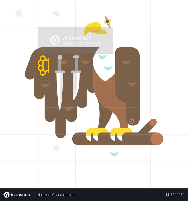 Eagle with knife and punch  Illustration